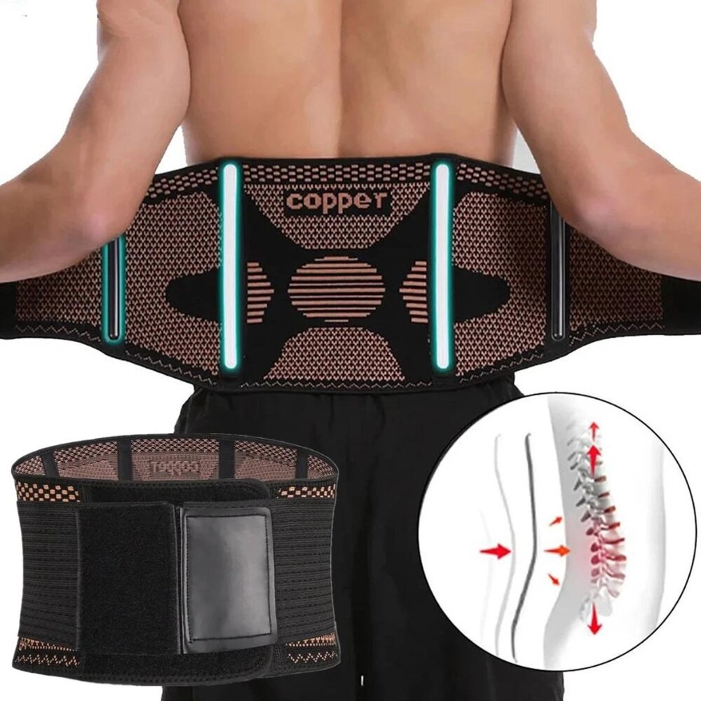 Waist Support Brace Belt Copper Lumbar Lower Back Pain Relief For Men Women